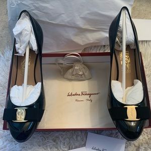 Salvatore Ferragamo patent pump heels